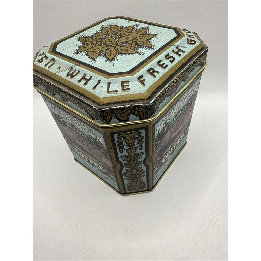 Ocean Queen‎ Blend Coffee Advertising Tin Washington Connor & Co Steamship